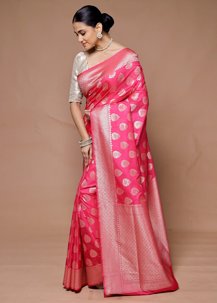 Pink Uppada Silk Saree With Blouse Piece Latest Sale Online