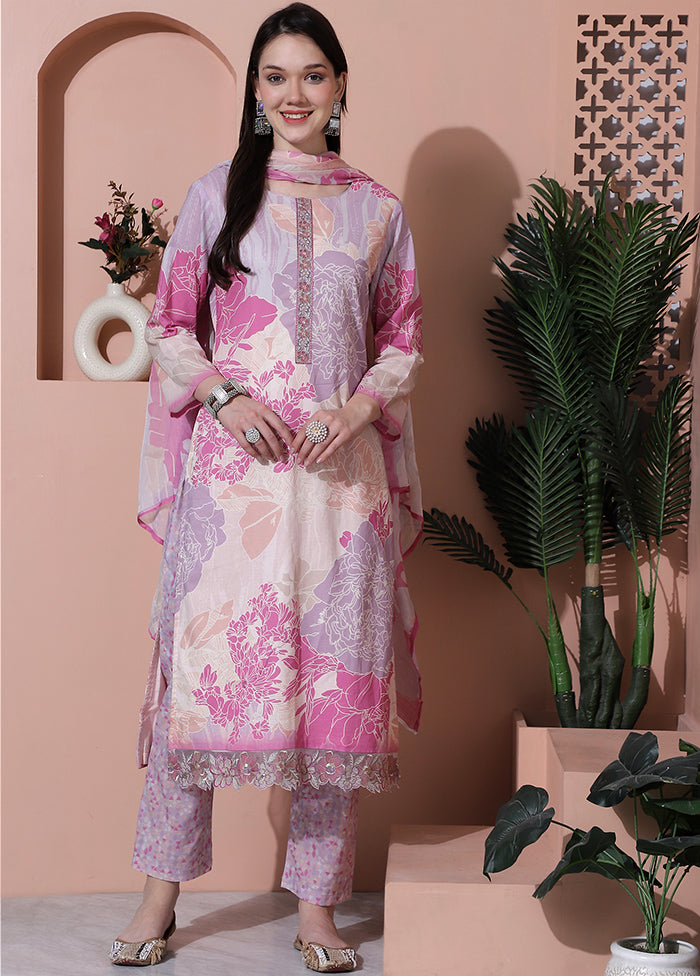 3 Pc Multicolor Unstitched Cotton Suit Set Outlet Discount Sale