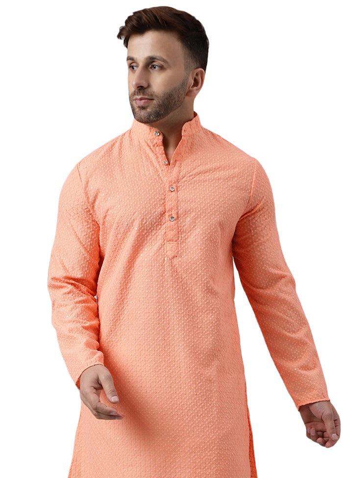 Peach Silk Embroidered Kurta Buy Cheap Browse