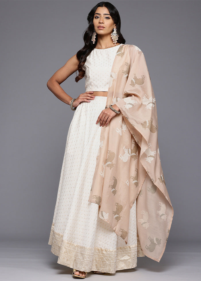 Off White Silk Readymade Lehenga With Dupatta For Nice Cheap Online