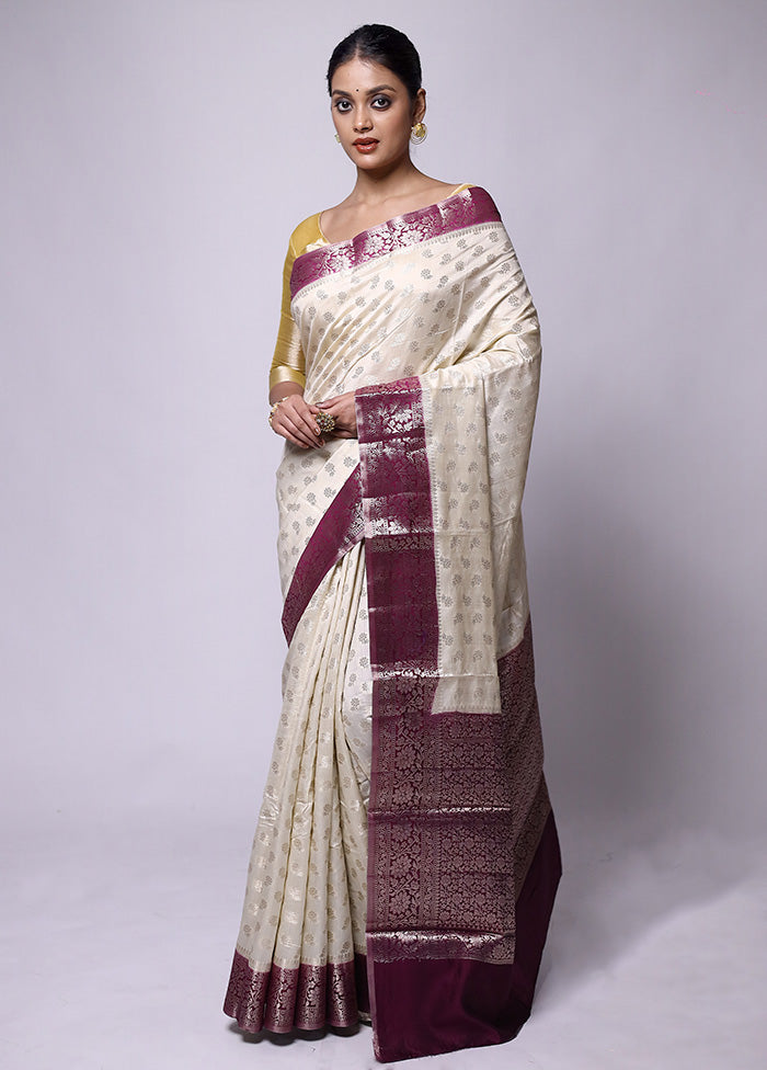 Cream Handloom Dupion Pure Silk Saree With Blouse Piece Clearance Amazon