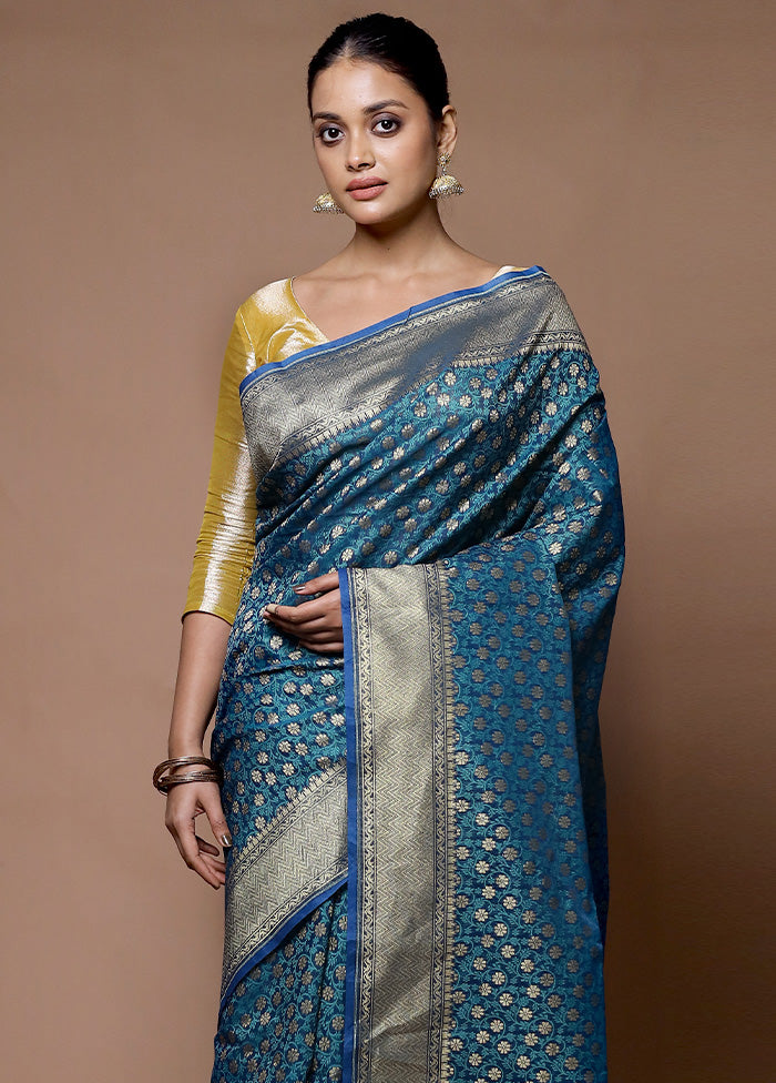 Blue Kora Silk Saree With Blouse Piece 2025 New Sale Online