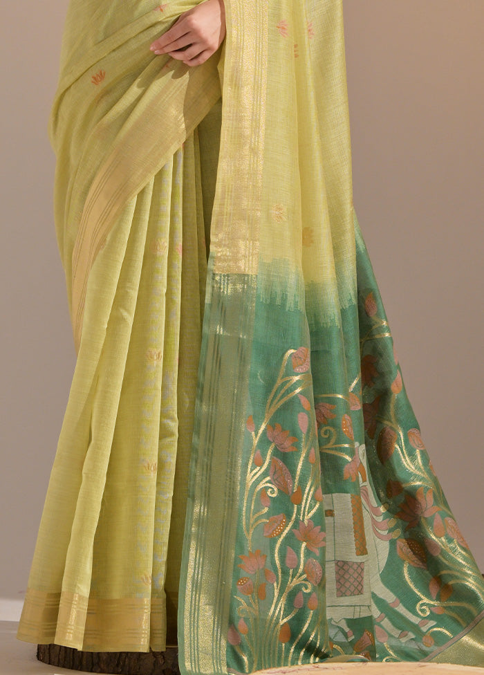 Pista Green Pure Cotton Saree With Blouse Piece Recommend