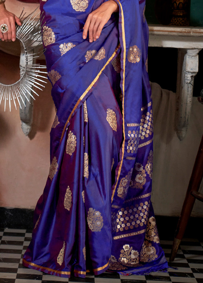 Purple Spun Silk Saree With Blouse Piece Amazing Pice