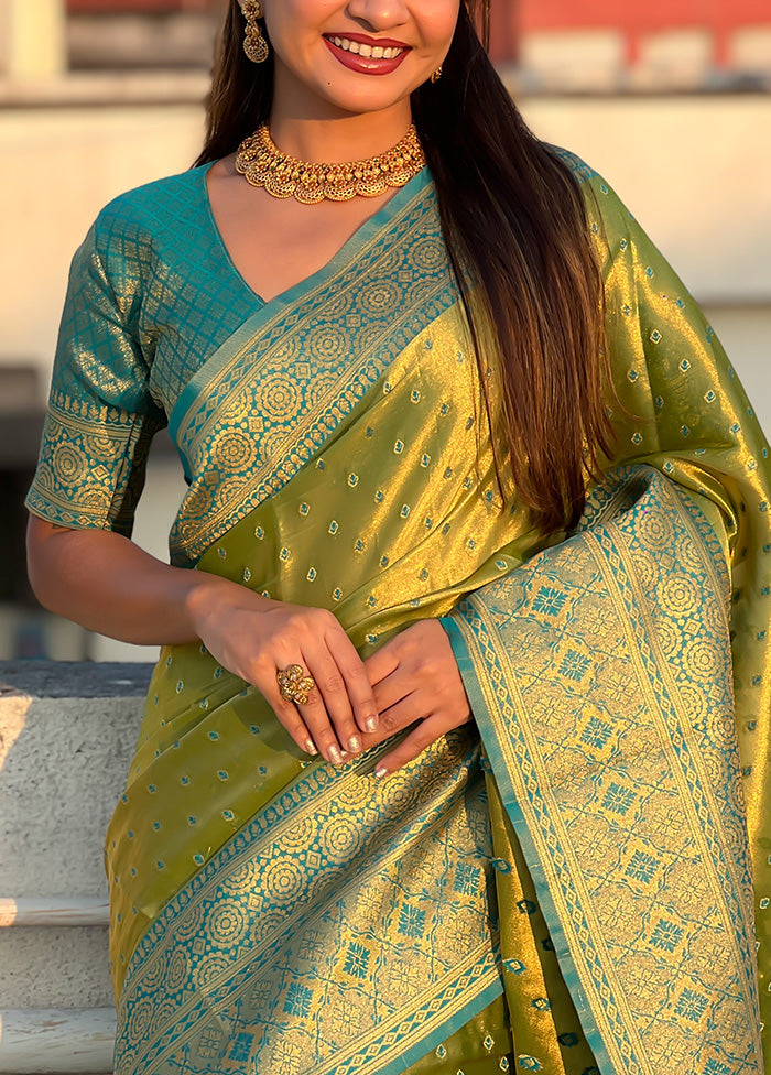 Green Spun Silk Saree With Blouse Piece Discount Cheapest Pice