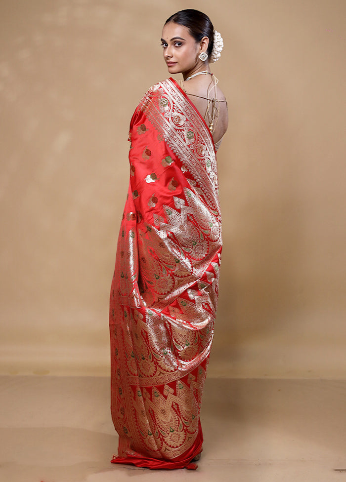 Red Banarasi Silk Saree With Blouse Piece Buy Cheap Fake