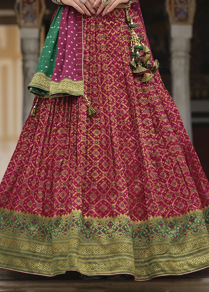 3 Pc Red Silk Semi Stitched Lehenga Set Sale Fast Delivery