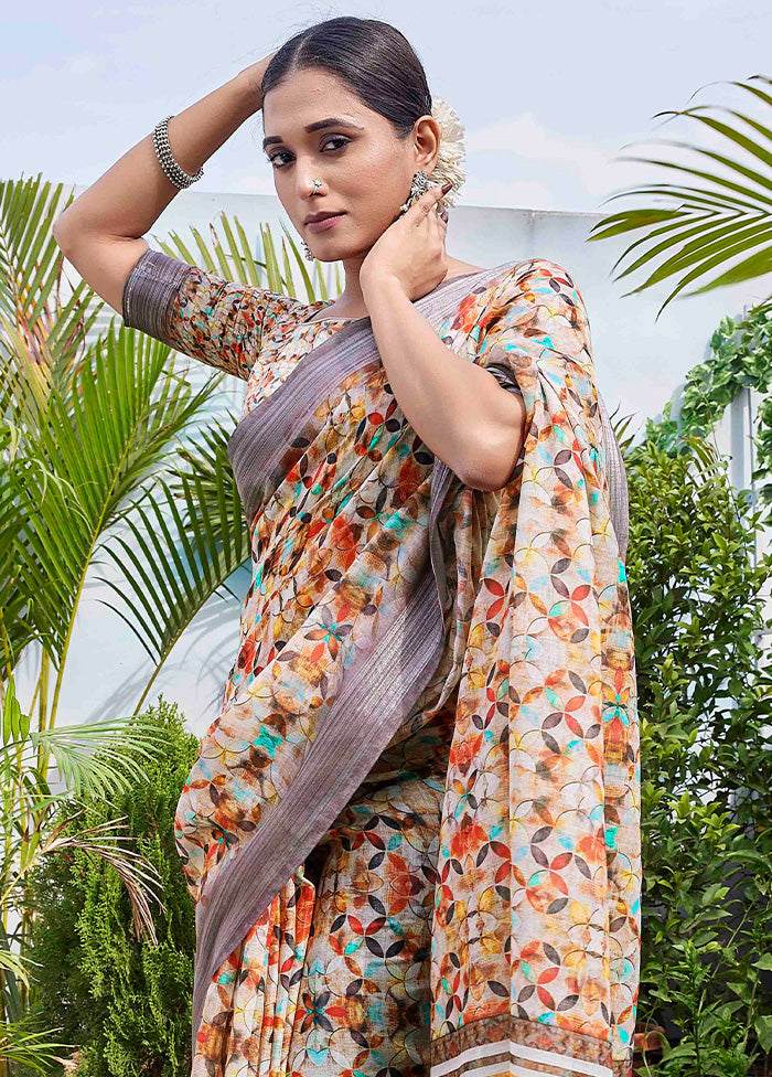 Multicolor Linen Silk Saree With Blouse Piece Free Shipping Wholesale Pice