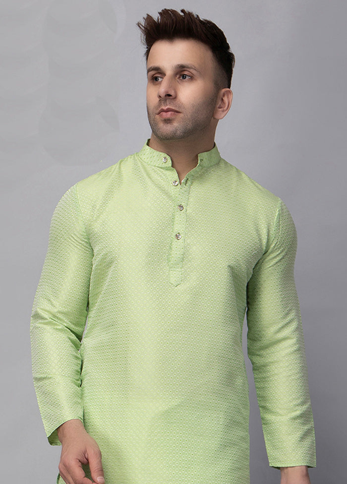 Green Viscose Jacquard Knee Length Kurta Outlet Pay With Paypal