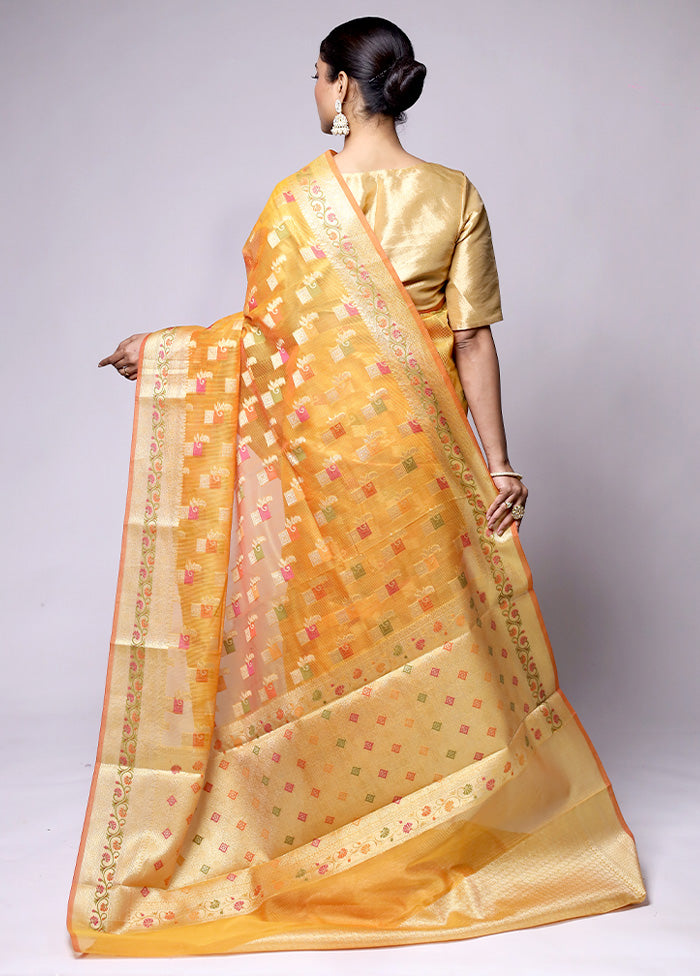 Yellow Kora Silk Saree With Blouse Piece Buy Cheap Buy