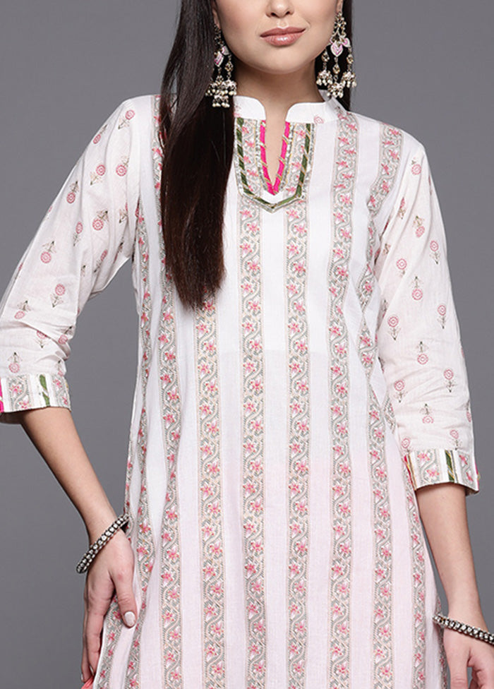 Off White Pure Readymade Cotton Kurti Footaction Online