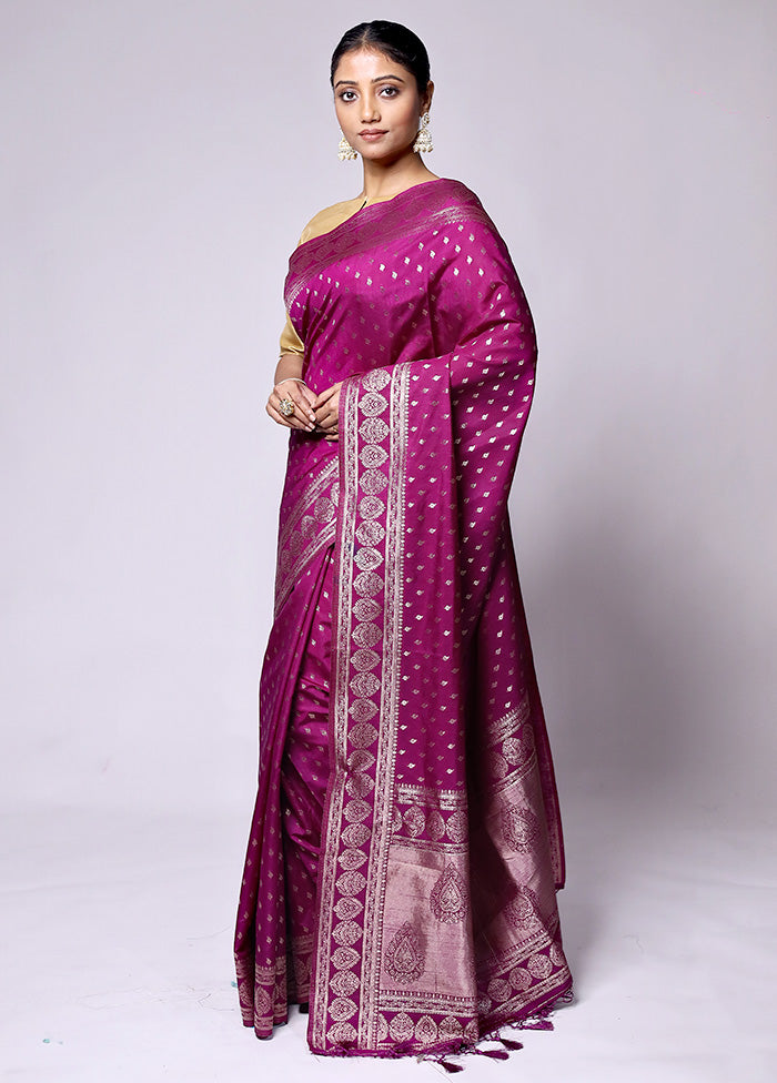 Pink Dupion Silk Saree With Blouse Piece Official