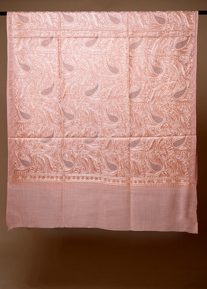 Pink Butta Work With Zari Woven Border Shawl Finishline