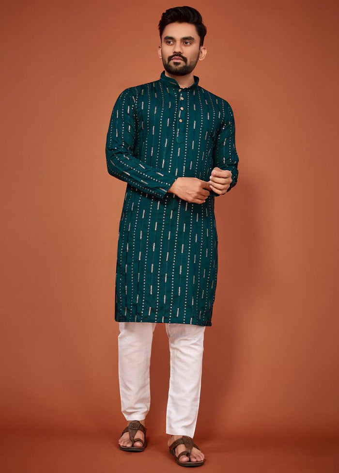 Teal Cotton Kurta And Pajama Set Buy Cheap Wholesale Pice