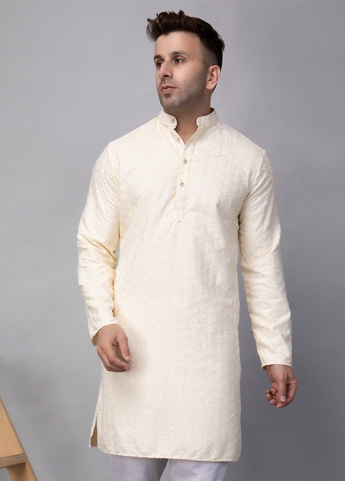 2 Pc Cream Viscose Kurta Pajama Set Pre Order Online