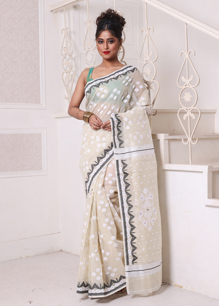 Beige Pure Cotton Texture Saree Without Blouse Piece Discount Authentic Online