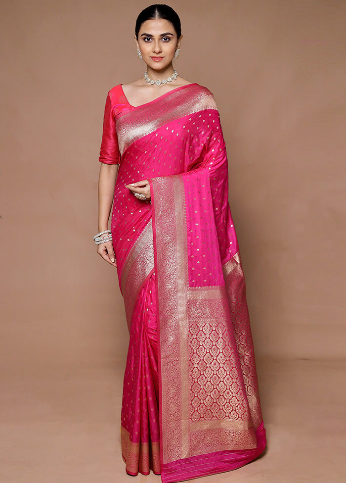 Pink Dupion Silk Saree With Blouse Piece Sale Pre Order