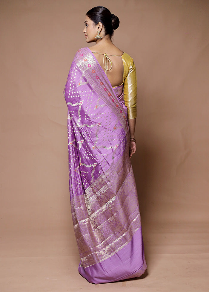 Lavender Handloom Dupion Pure Silk Saree With Blouse Piece Cheap Best Seller