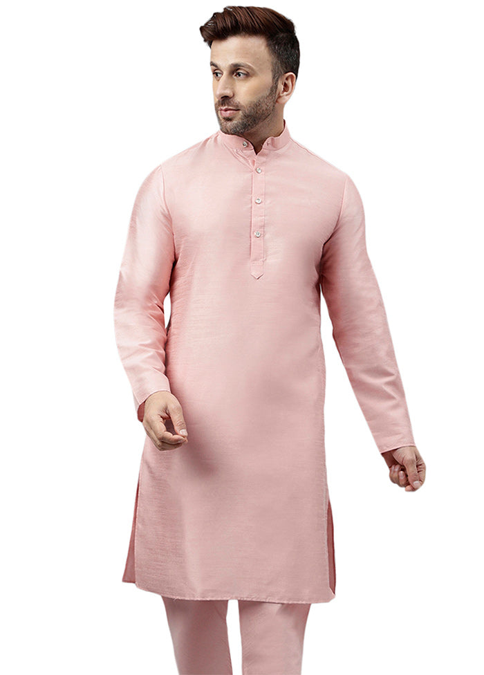 Pink Dupion Silk Solid Kurta Discount For Nice