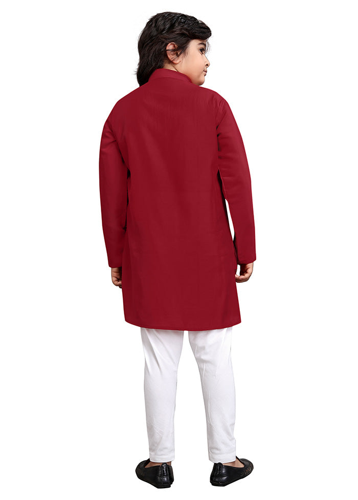 Maroon Viscose Kurta Pajama Set Sale 2025 Newest