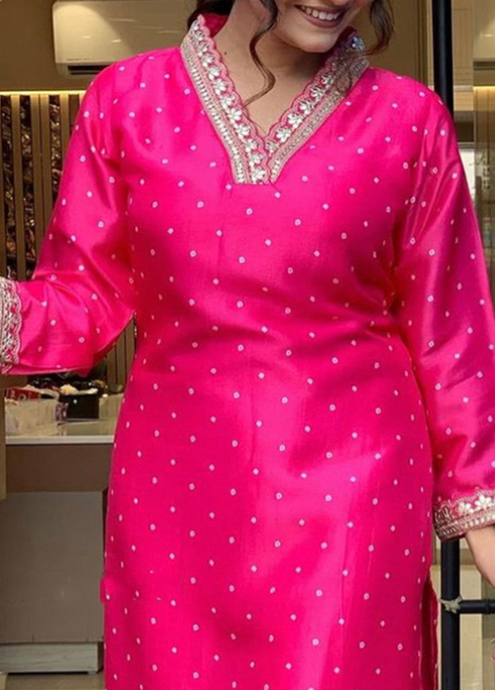 3 Pc Pink Readymade Silk Suit Set Cheap Sale Newest