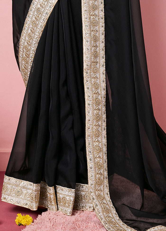 Black Organza Saree With Blouse Piece Discount Shop Offer