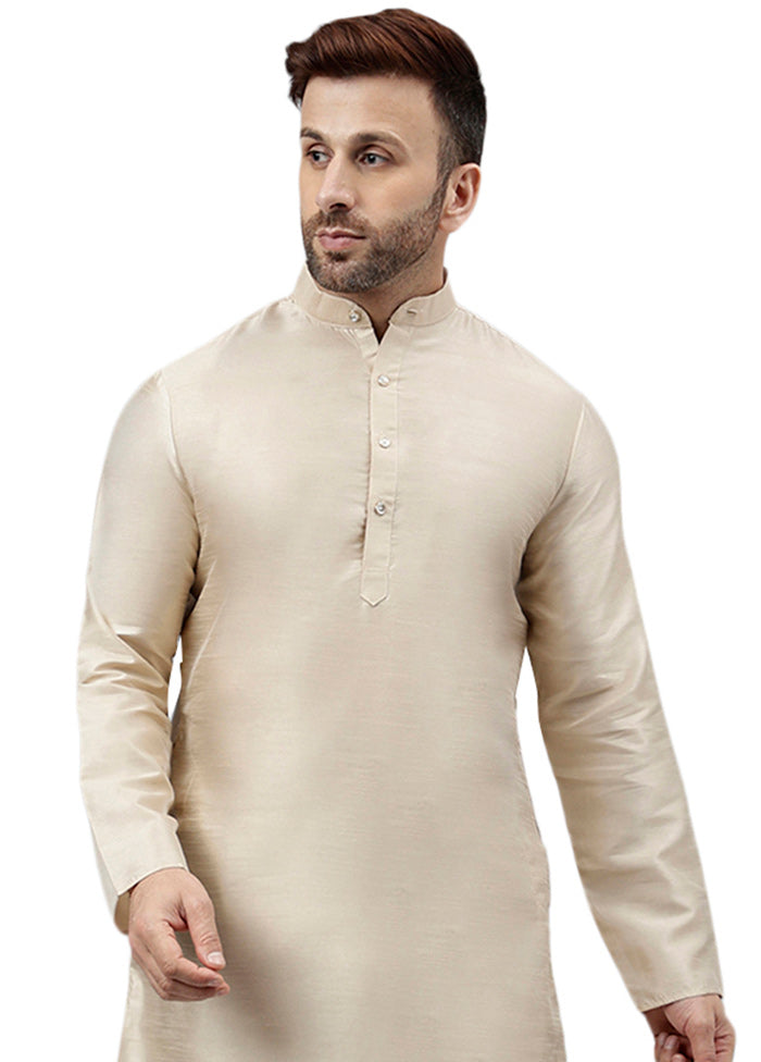 Beige Dupion Silk Solid Kurta Cheap Sale Cheap