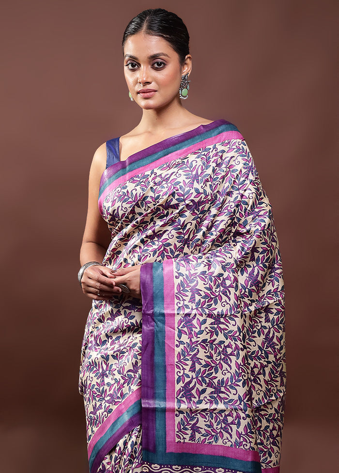 Multicolor Handloom Tussar Pure Silk Saree With Blouse Piece Online Online Outlet Sale