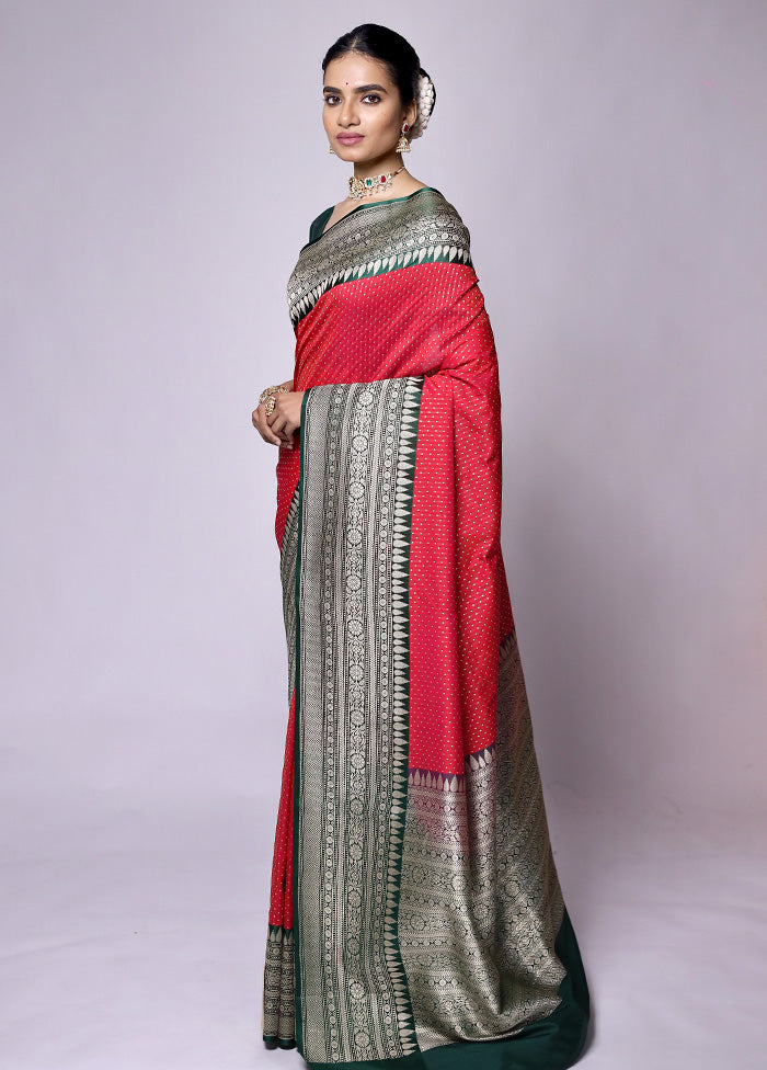 Red Dupion Silk Saree With Blouse Piece Ebay Cheap Pice