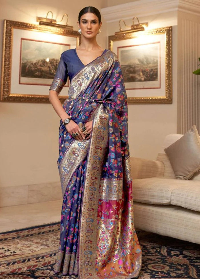 Multicolor Banarasi Silk Saree With Blouse Piece Shop Offer