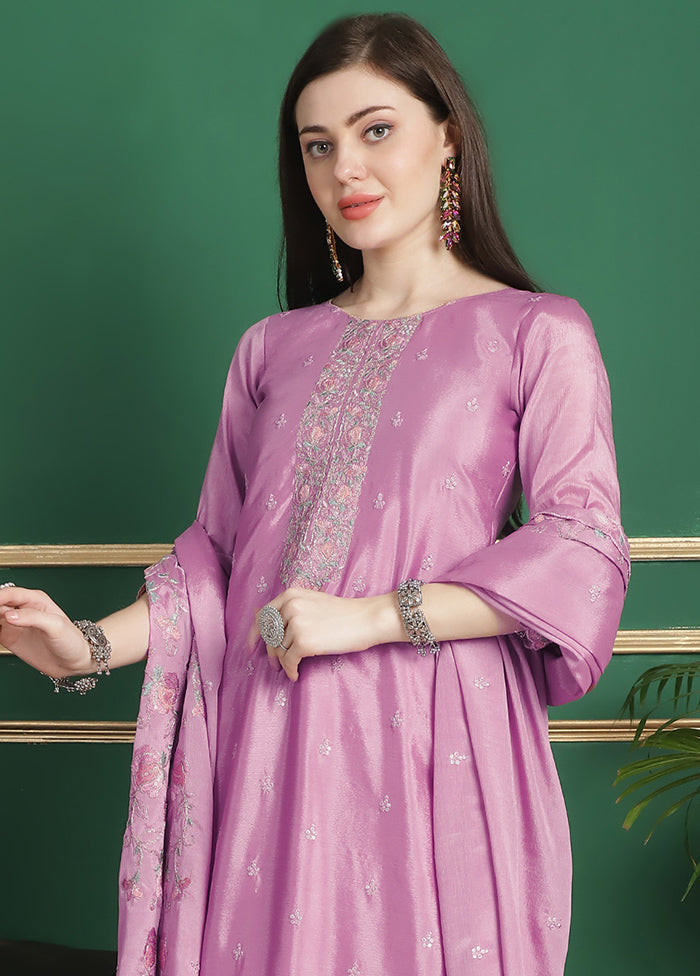 3 Pc Pink Unstitched Silk Suit Set Cheap Fake