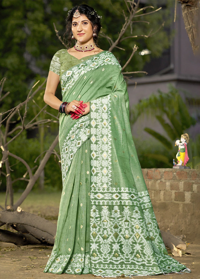 Light Green Cotton Saree With Blouse Piece Free Shipping Finishline