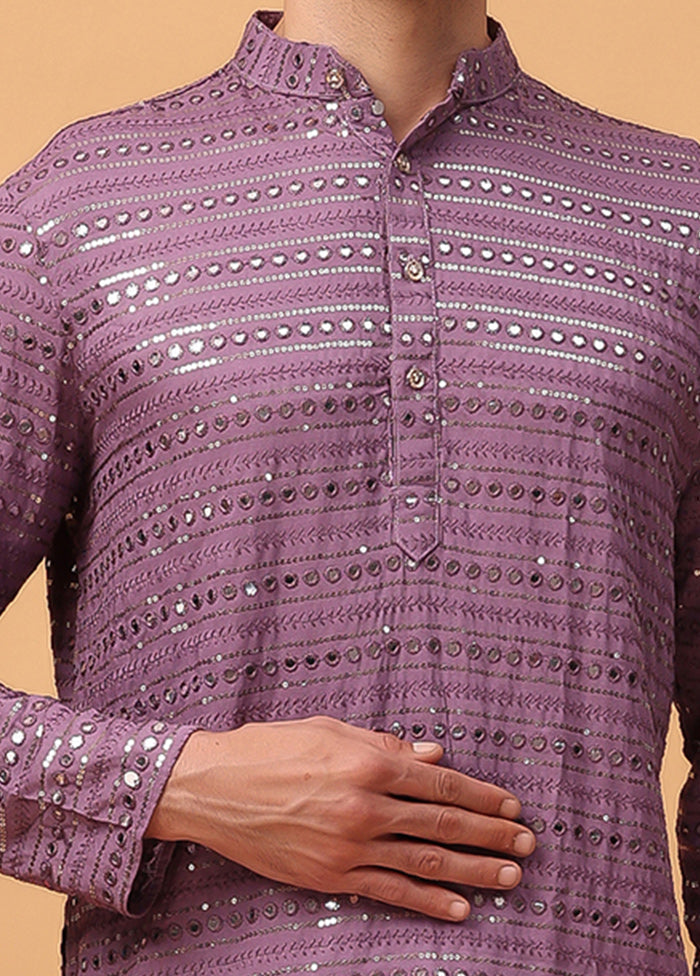 Purple Viscose Embroidered Kurta Clearance Original