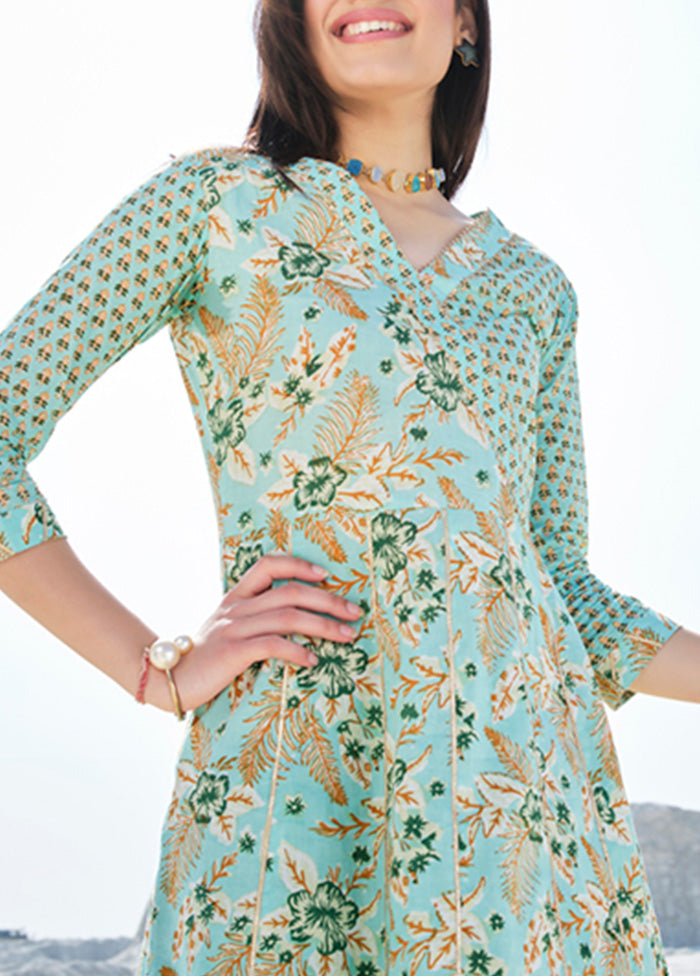 2 Pc Sea Green Readymade Cotton Kurti Set Quality Free Shipping Outlet