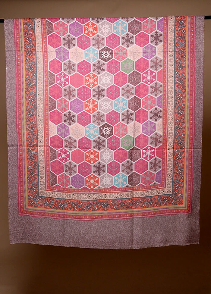 Pink Butta Work With Zari Woven Border Shawl Pices Online