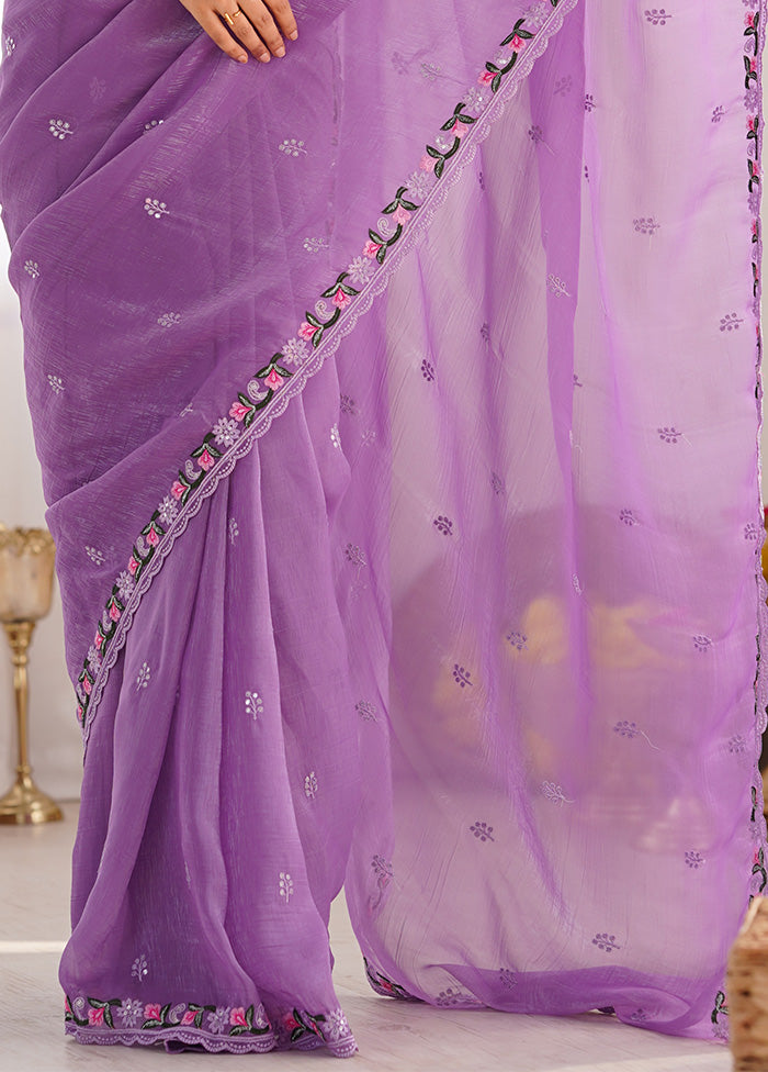 Purple Spun Silk Saree With Blouse Piece Buy Cheap Inexpensive