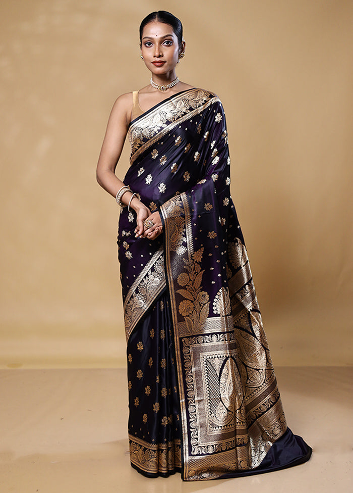 Blue Banarasi Silk Saree With Blouse Piece Browse