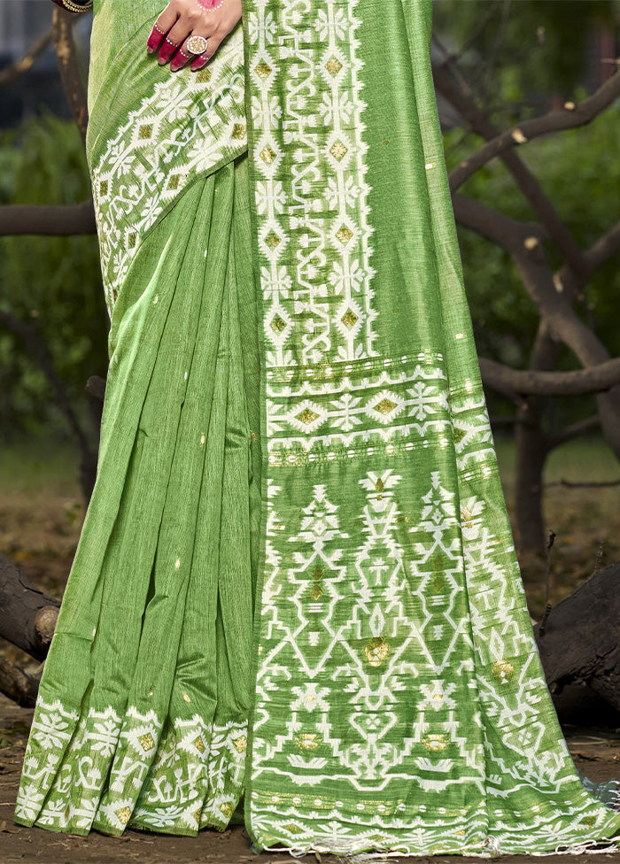 Green Cotton Saree With Blouse Piece Shop Sale Online