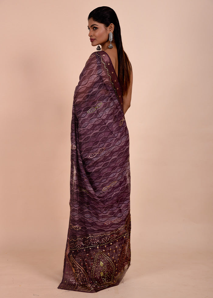 Purple Tussar Silk Saree With Blouse Piece Buy Cheap Cost