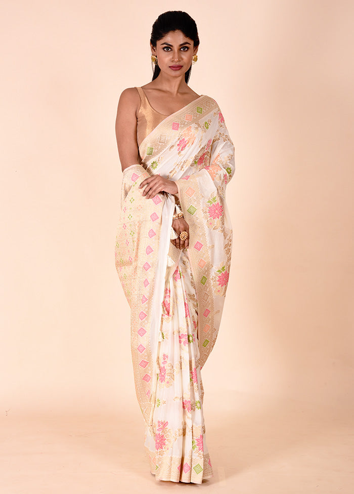 White Georgette Saree With Blouse Piece Outlet Official