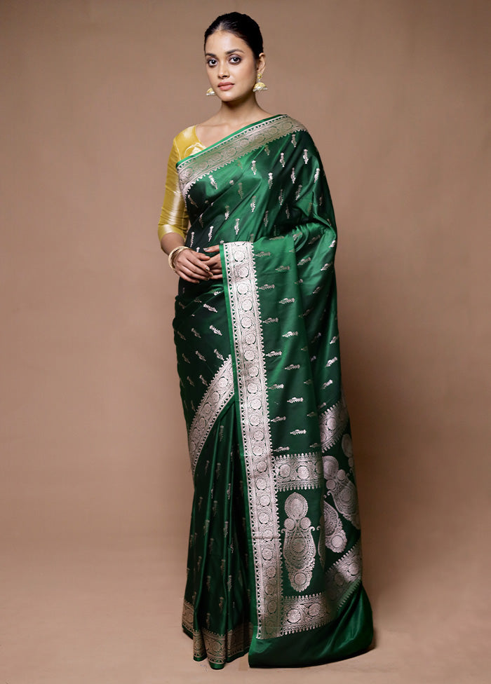 Green Katan Silk Saree With Blouse Piece Outlet Geniue Stockist