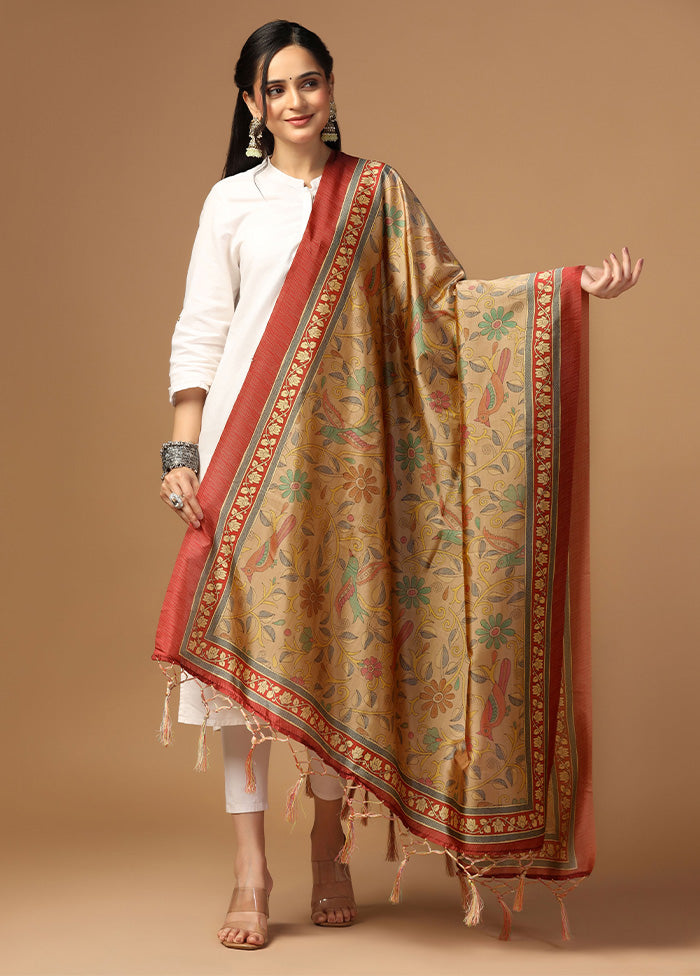 Beige Art Silk Dupatta Websites For Sale