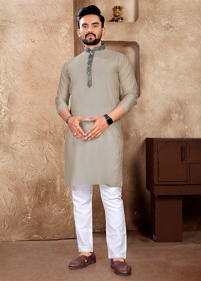 Grey Silk Kurta And Pajama Set Best Place Online