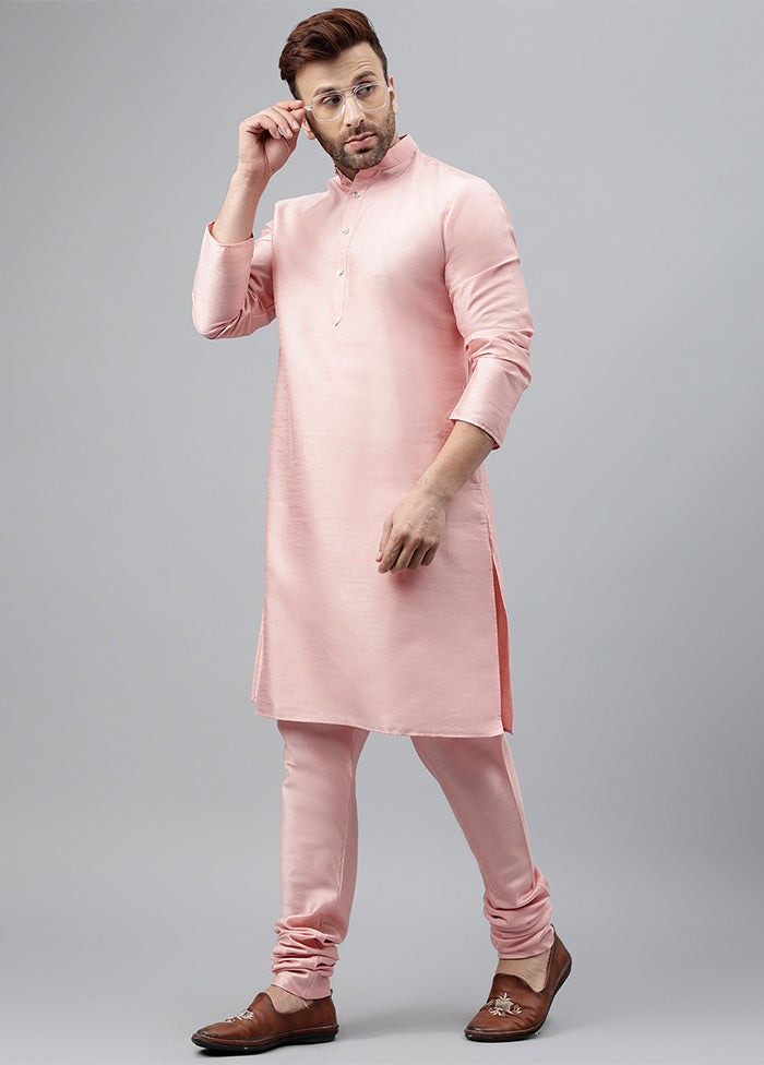 2 Pc Pink Dupion Silk Kurta Pajama Set Cheap Pictures