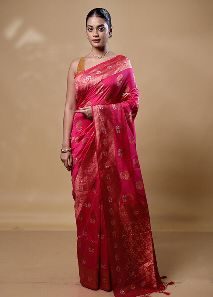 Pink Dupion Silk Saree With Blouse Piece Amazon Cheap Pice