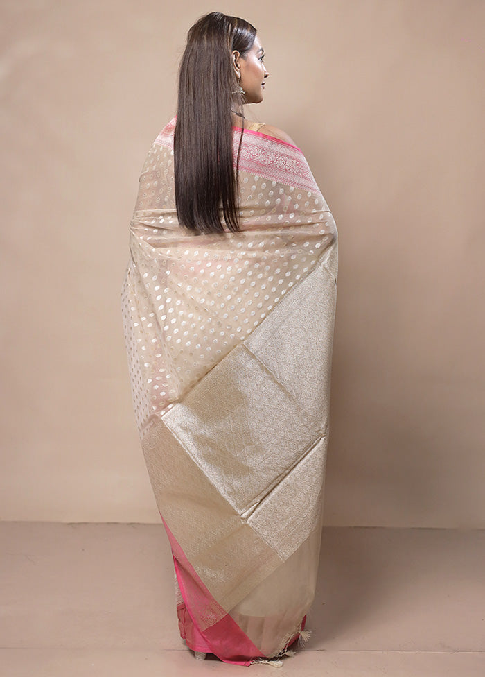 Off White Kora Silk Saree With Blouse Piece Cheap Sale Cheapest