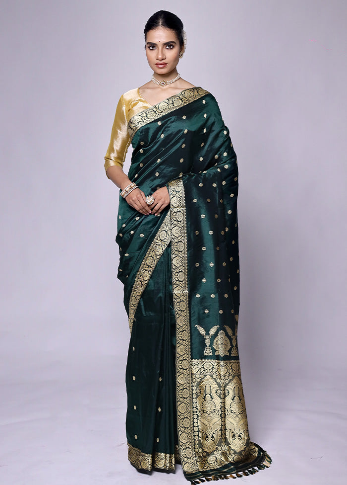 Green Handloom Assam Pure Silk Saree With Blouse Piece Cheapest Cheap Online