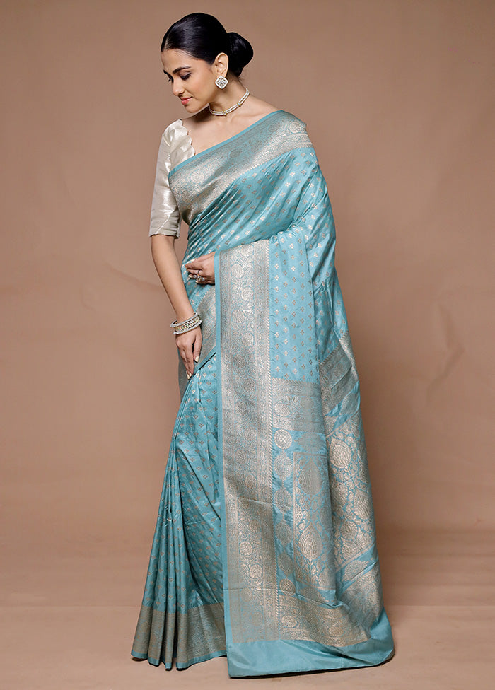 Blue Georgette Saree With Blouse Piece Sale Online Online