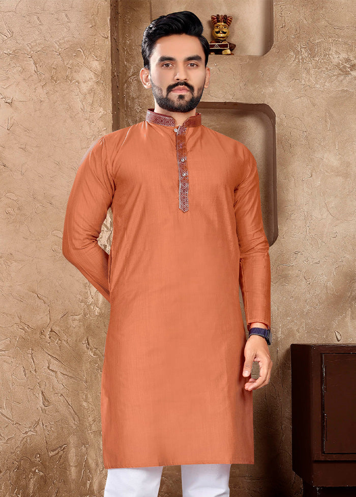 Peach Silk Kurta And Pajama Set Sale Best Pices