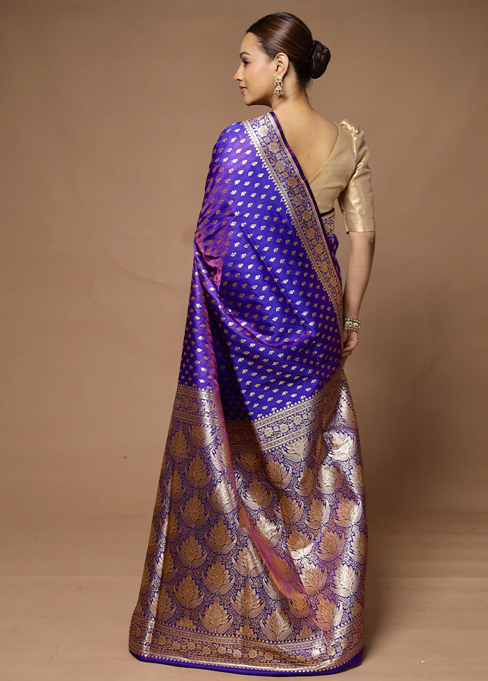 Purple Banarasi Silk Saree With Blouse Piece Sale Sast